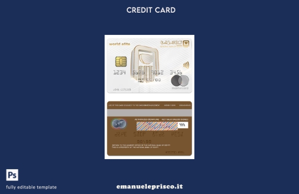 modello mastercard d'élite mondiale della Banca Nazionale d'Egitto in stile veri